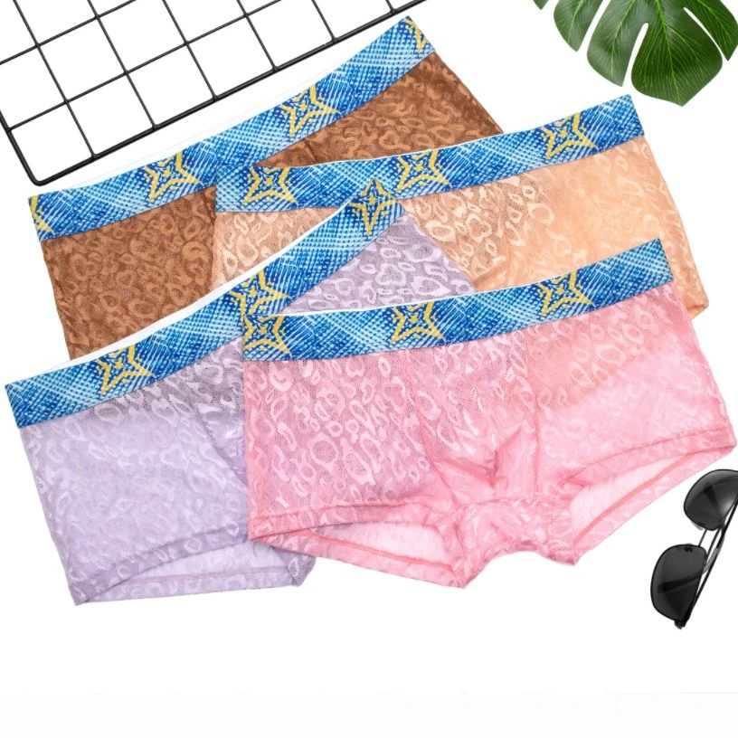 Trendy Men's Lace Transparent Boxer Briefs Comfortable Breathable Quick-drying Men's Boxers