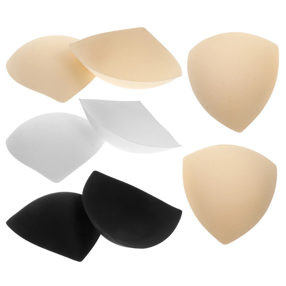 4 Pairs Bra Pad Inserts Sports Bra Sponge Pads (Black, White, Complexion)