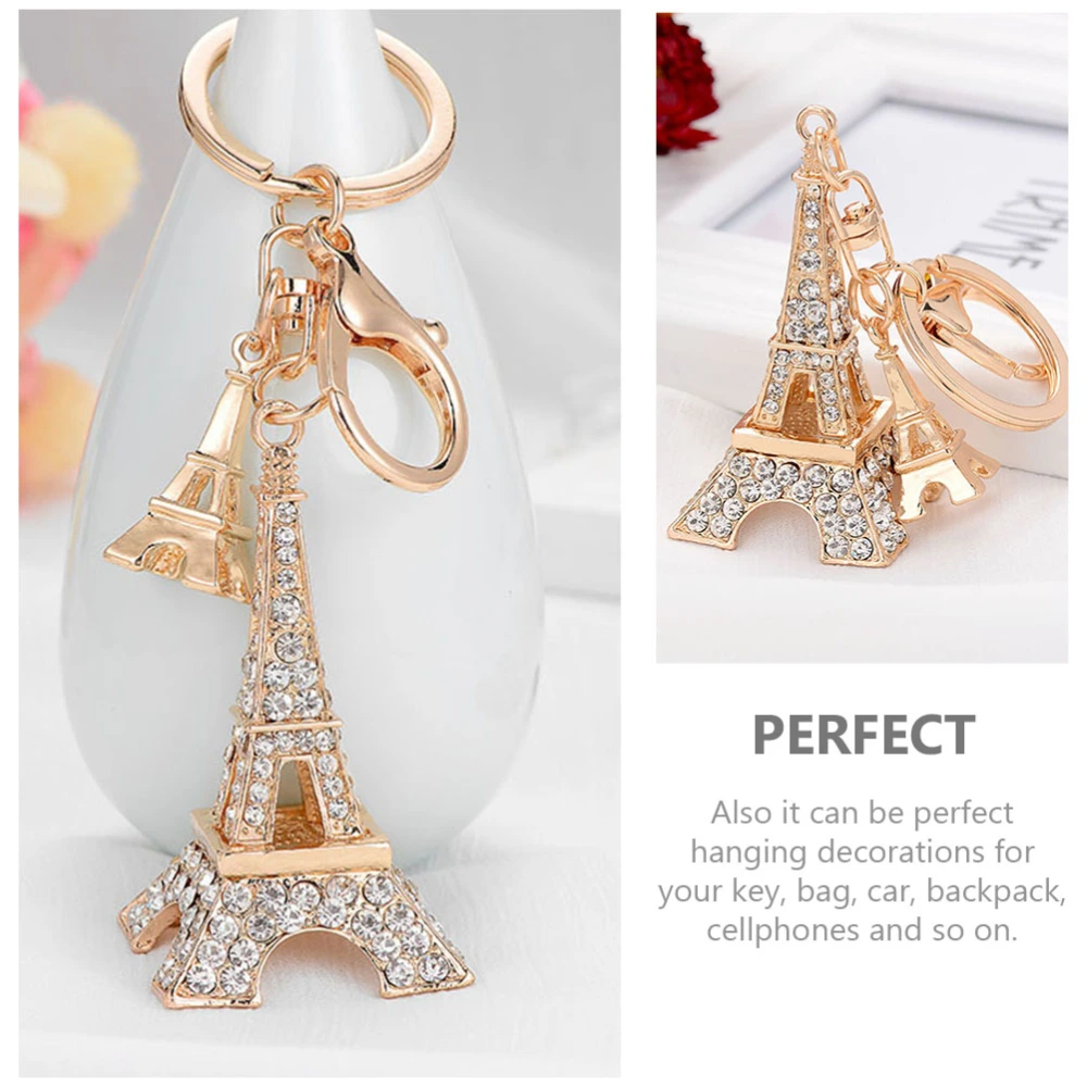 Bling Eiffel Tower Key Chain Rhinestone Keychain Car Keychain Metal Car Key Accessories