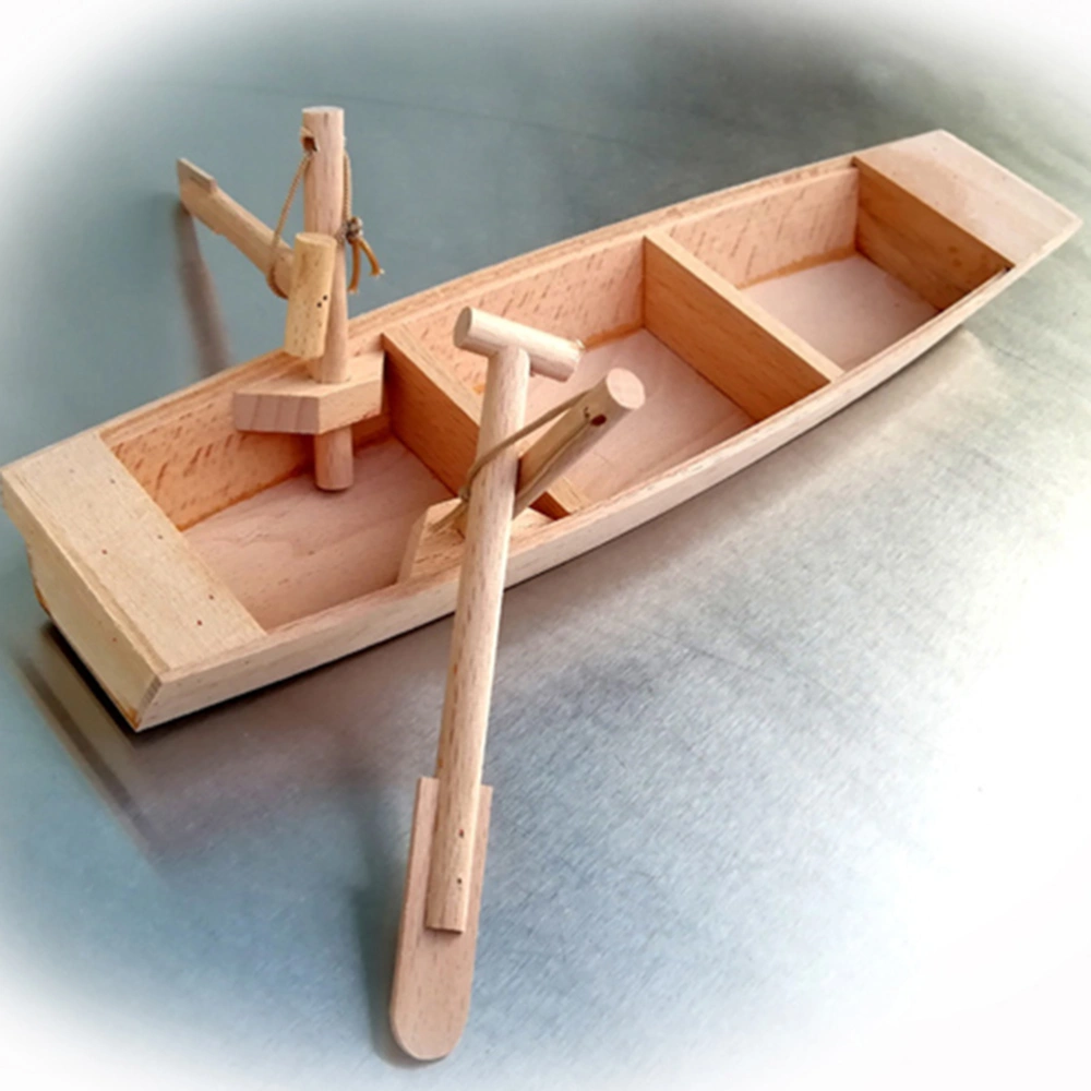 2pcs Wooden Mini Boat Model Small Wooden Fishing Boat Small Model Boat for Home Office Decoration