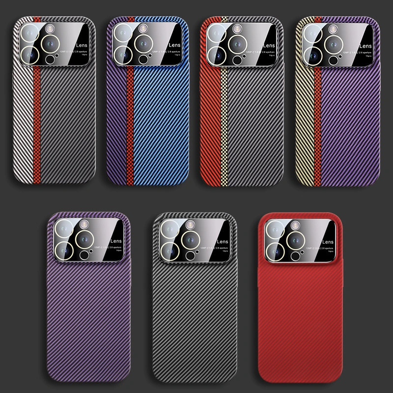 Magnetic Carbon Fiber Large Window Frosted Phone Case