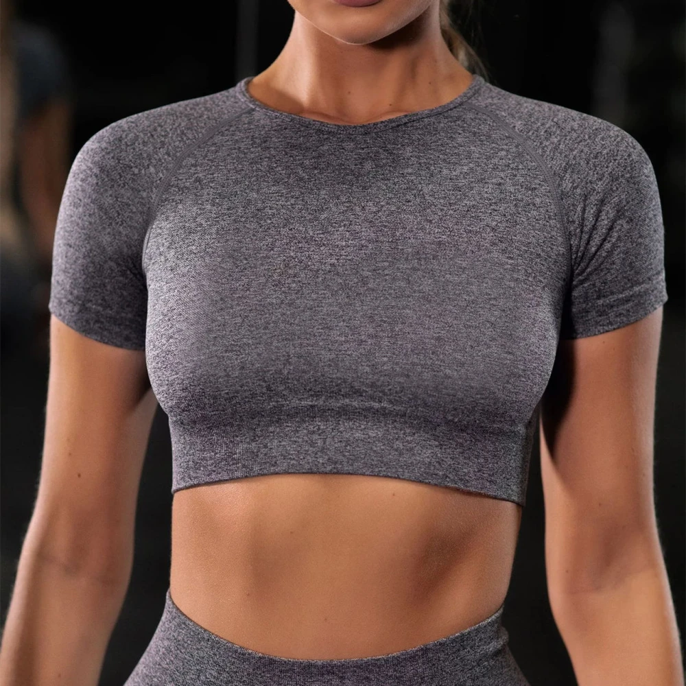 Women's Fashion Simple Sports Bra Undershirt Short-sleeved Long Pants Fitness Suit