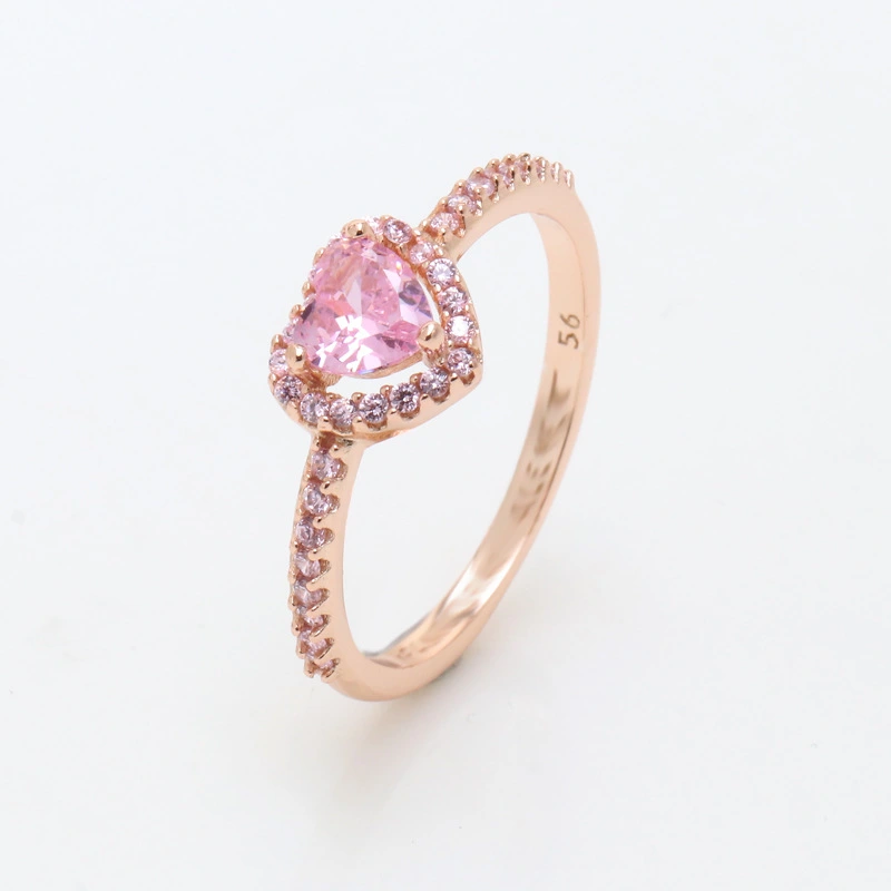 New Heart Set Diamond Rose Gold Pink Diamond Ring