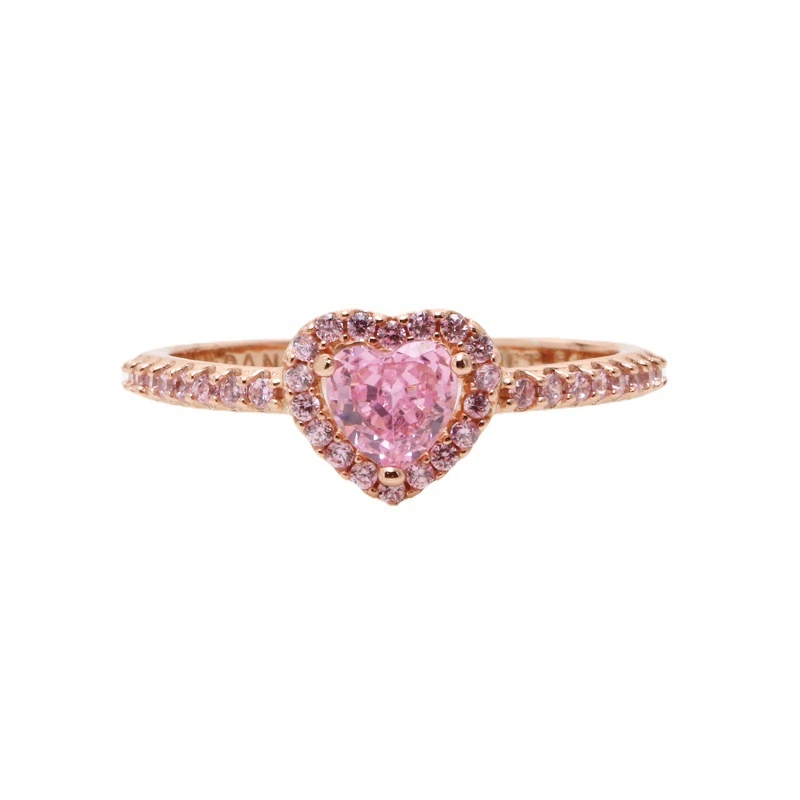New Heart Set Diamond Rose Gold Pink Diamond Ring