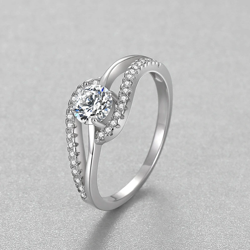 Sterling silver S925 women's micro set 60 point simulated diamond ring