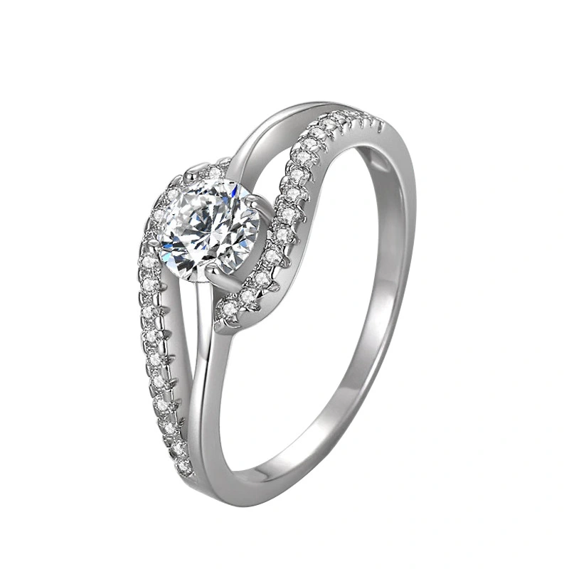 Sterling silver S925 women's micro set 60 point simulated diamond ring