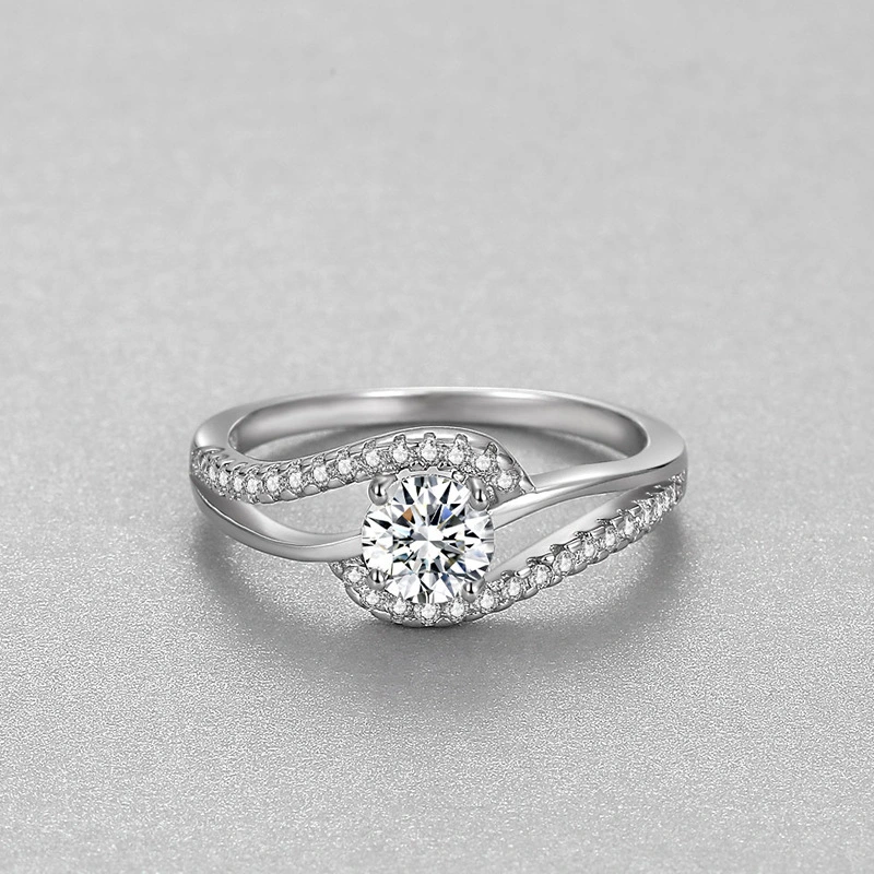 Sterling silver S925 women's micro set 60 point simulated diamond ring