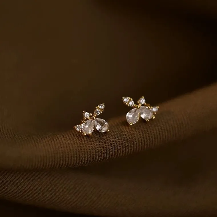 S925 Sterling Silver Diamond Butterfly Studs Women