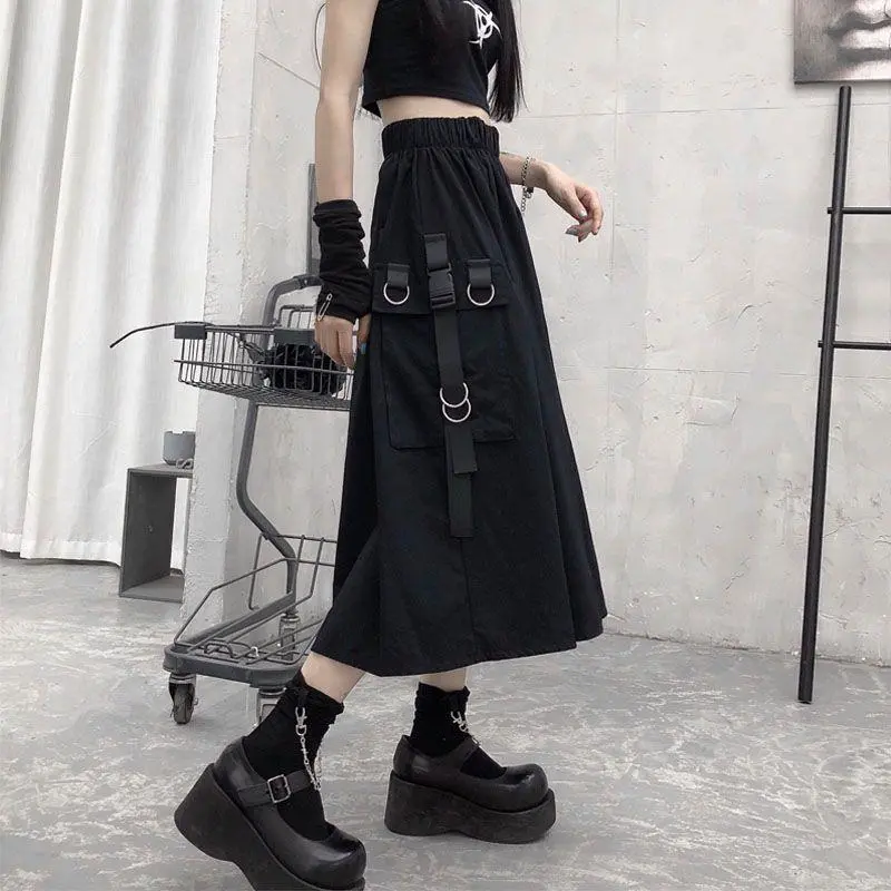 Retro A-line Suit Slimming Mid-length High Waist Skirt Fashion