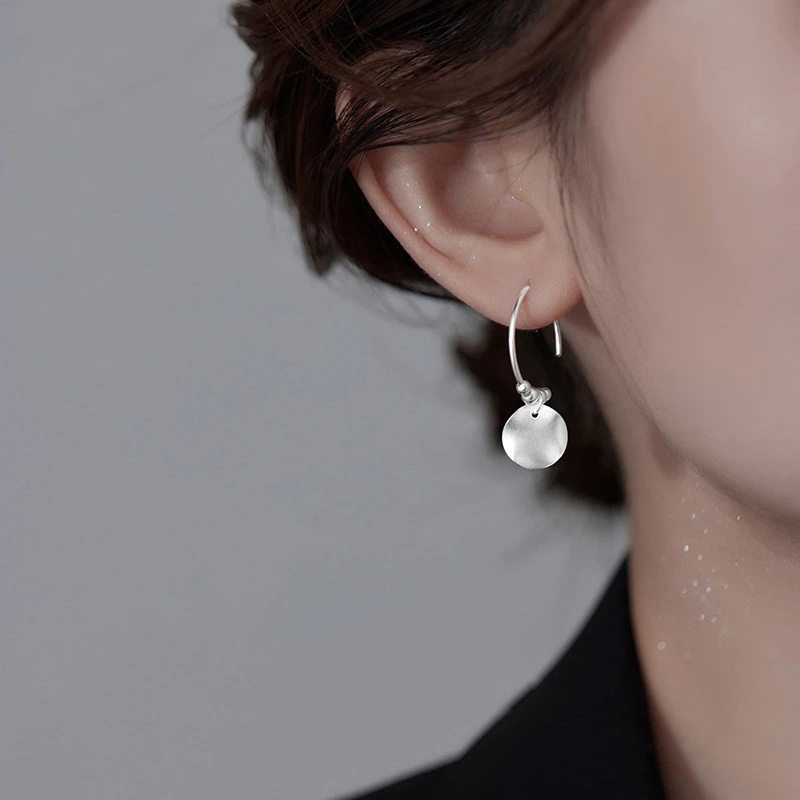 Women's Fashion Sterling Silver Disc-shaped Earrings