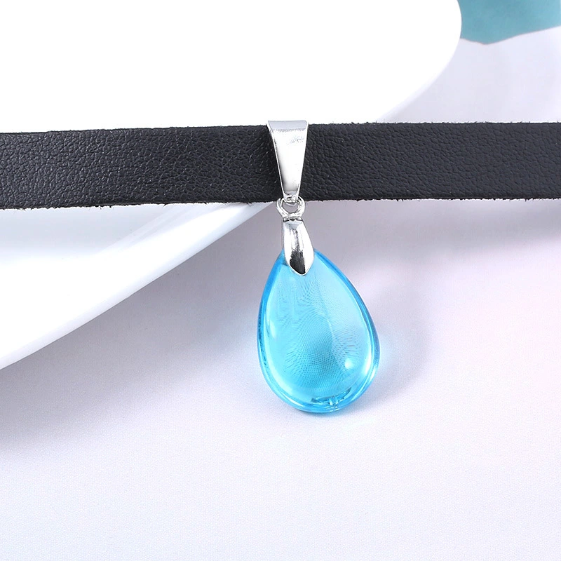 Women's Sky Blue Water Drop Pendant Necklace