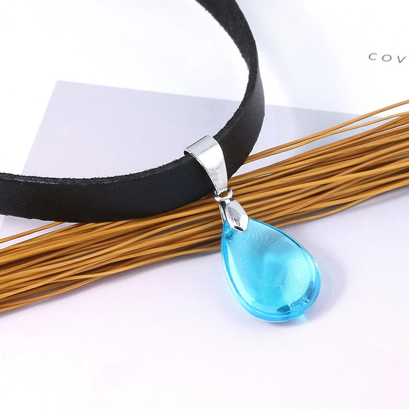 Women's Sky Blue Water Drop Pendant Necklace