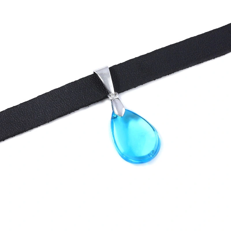 Women's Sky Blue Water Drop Pendant Necklace