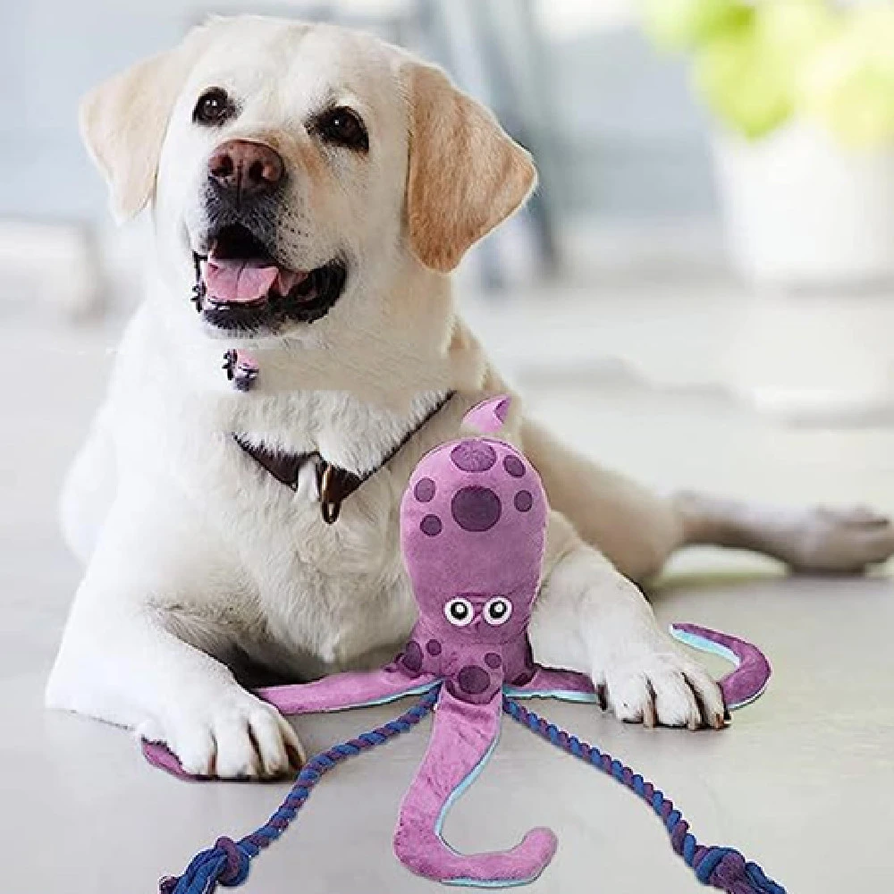 Sounding Plush Octopus Cleaning Molar Toy