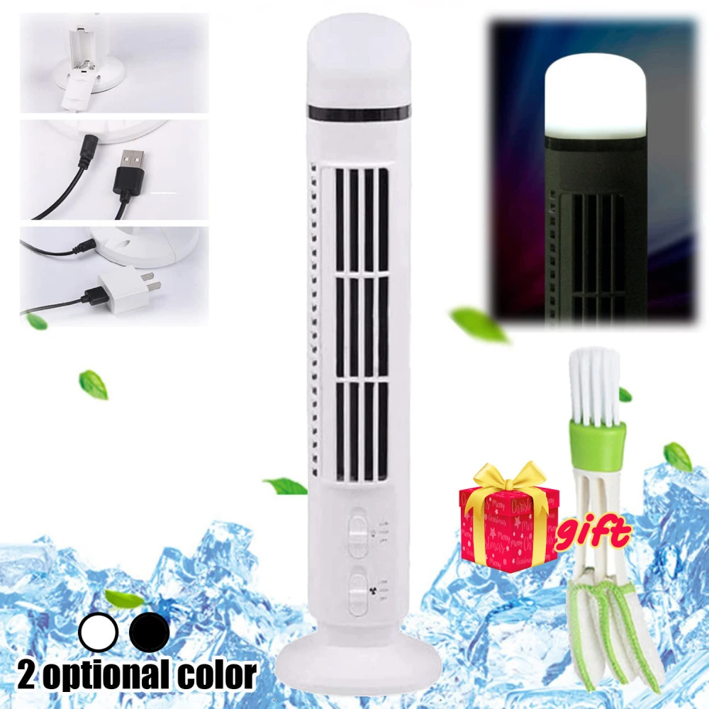 Streamline Tower USB Electric Fan with Night Light+Brush