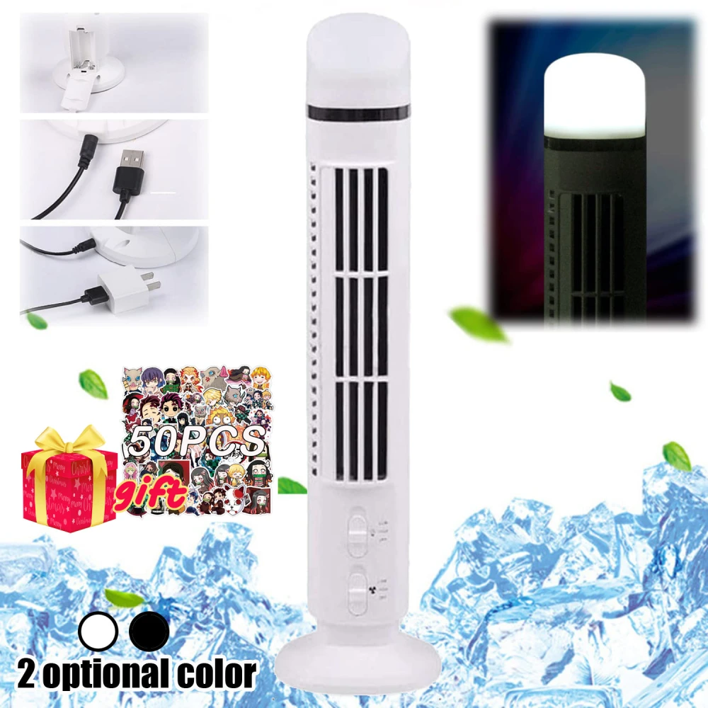 Mini Tower Fan Leafless Design USB Charging+50 Sticker