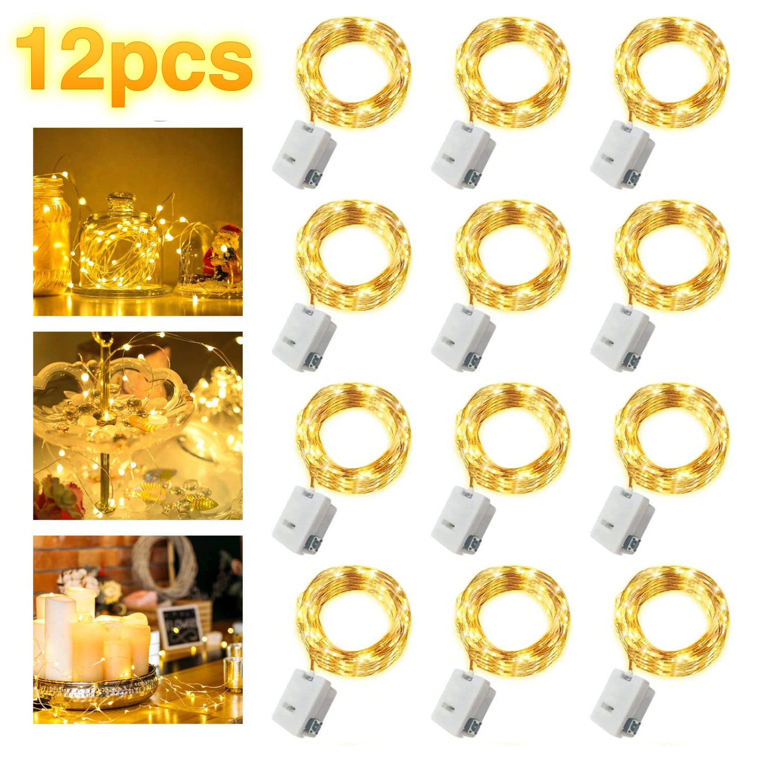 12 Pack  2M 20LED Mini Fairy Lights Christmas Light