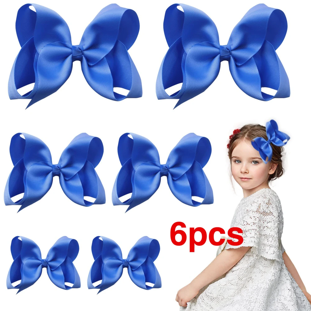 6 Pack Hair Bow Clips, 3 Sizes Red Hair Bow for Girls