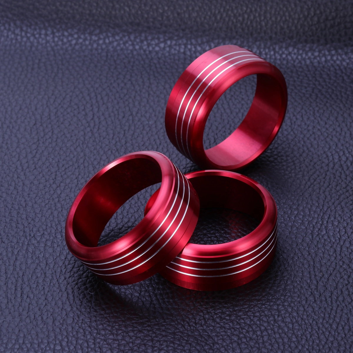 3pcs Red Anodized Aluminum AC Climate Control Knob Ring Covers Compatible for 2013-2015 Subaru WRX STI Impreza Forester XV Crosstrek (Red)