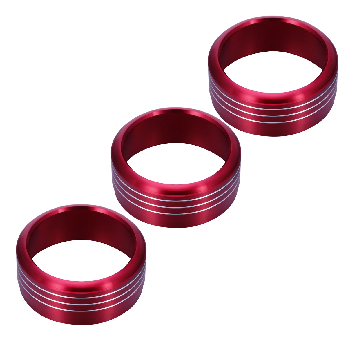 3pcs Red Anodized Aluminum AC Climate Control Knob Ring Covers Compatible for 2013-2015 Subaru WRX STI Impreza Forester XV Crosstrek (Red)