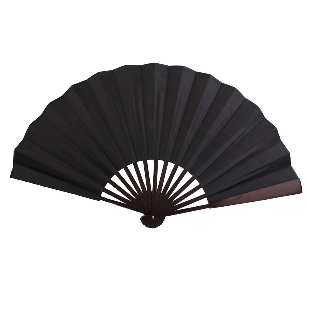 Men Folding Bamboo Blank Hand Fan Wedding Party Gift (Black)