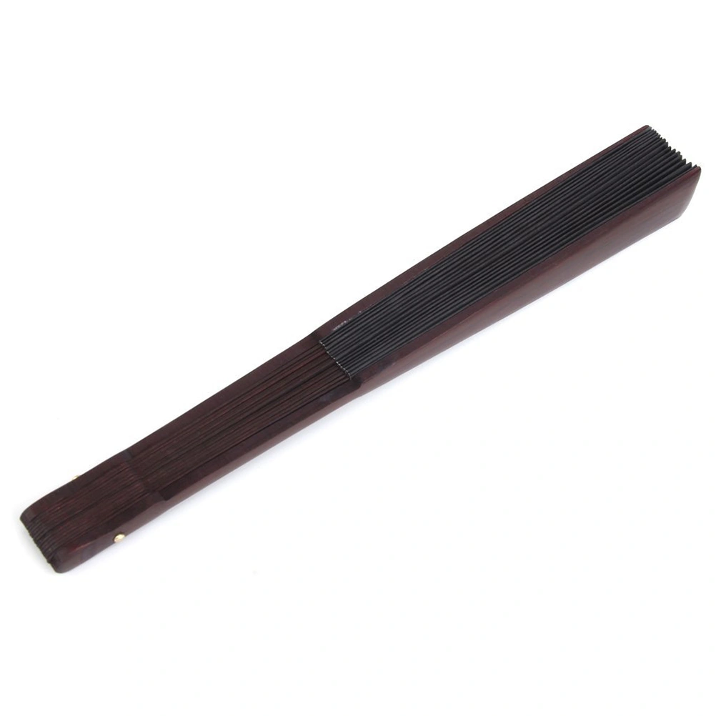 Men Folding Bamboo Blank Hand Fan Wedding Party Gift (Black)