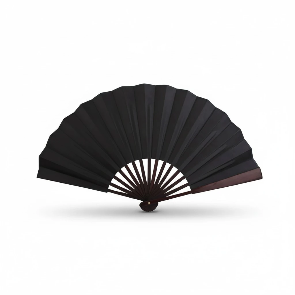 Men Folding Bamboo Blank Hand Fan Wedding Party Gift (Black)