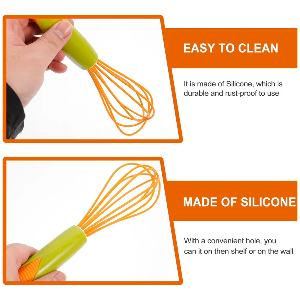 10 Inches Hand Egg Mixer Silicone Balloon Whisk Milk Cream Frother Kitchen Utensils for Blending Stirring (Orange)