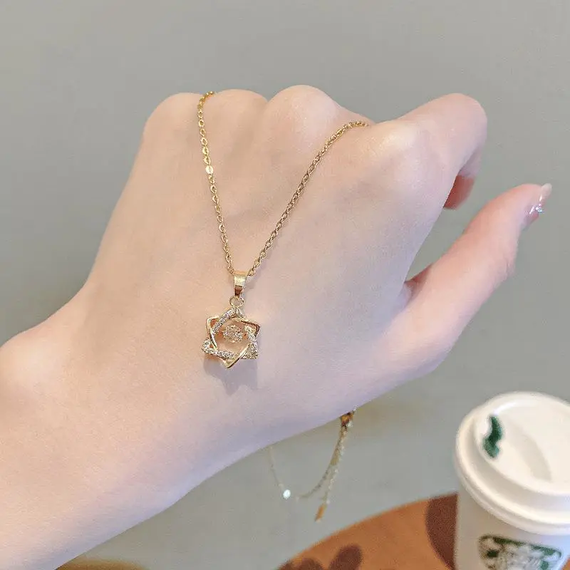 Smart six-pointed star necklace female trendy ins beating heart light luxury niche design exquisite fashion temperament clavicle chain