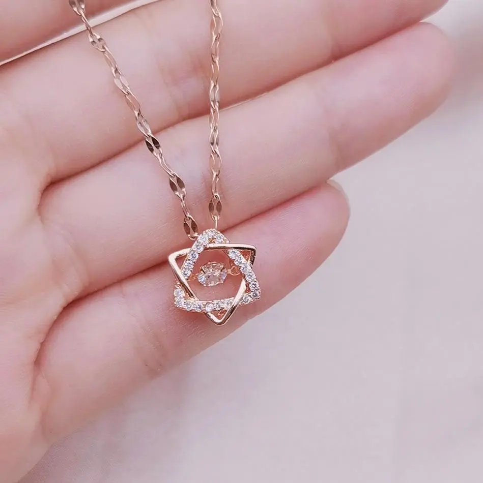 Smart six-pointed star necklace female trendy ins beating heart light luxury niche design exquisite fashion temperament clavicle chain