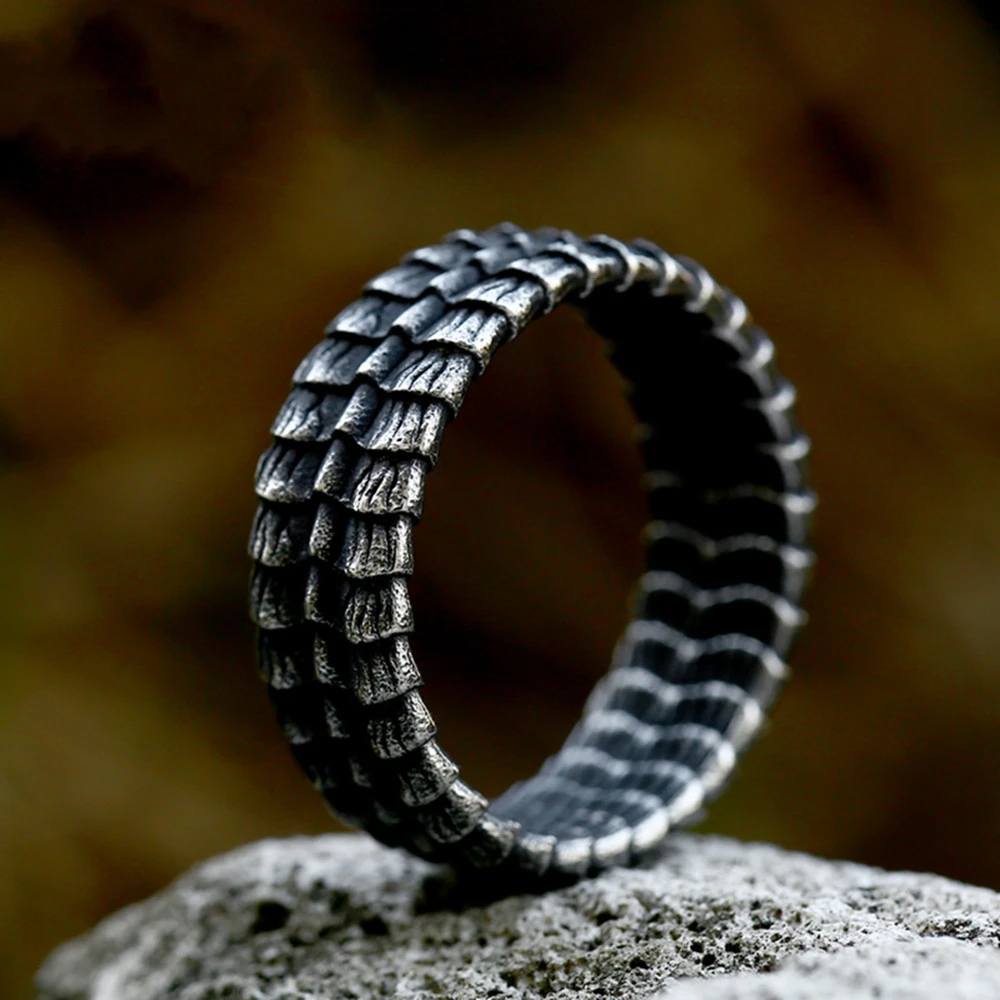 Stainless Steel Men's Ring Vintage Titanium