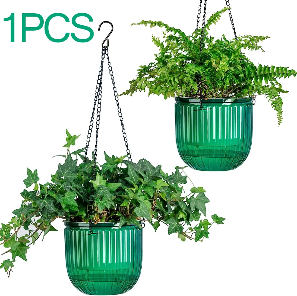 Self Watering Hanging Planter Indoor Hanging Baskets for Plants Outdoor Plastic Hanging Flower Pot with Hooks Chains Drainage Holes for Garden Home