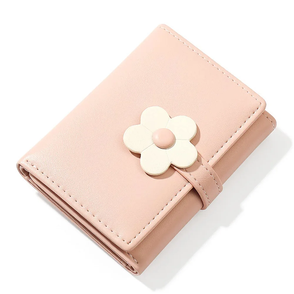 Cute Wallet Green Slim Wallet Tri-Fold Wallet PU Leather Purse Small Wallet for Women Ladies Teens Girls, Pink