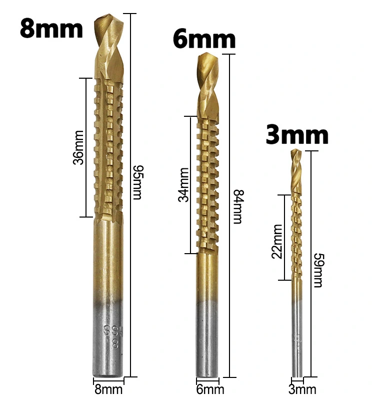 6Pcs Step Drill Bit Saw Drill Bit Set Titanium Milling Cutter 4-12 4-20 4-32mm 3 6 8mm For Woodworking Metal Core Hole Opener