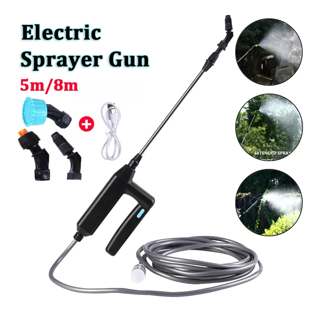 Automatic Electric High Pressure Air Pump Sprayer Adjustable Spray Head Water Gun Wash Hose Wand Nozzle Garden Accessories, 23.6inch Electric Sprayer Telescopic Watering Wand with Hose