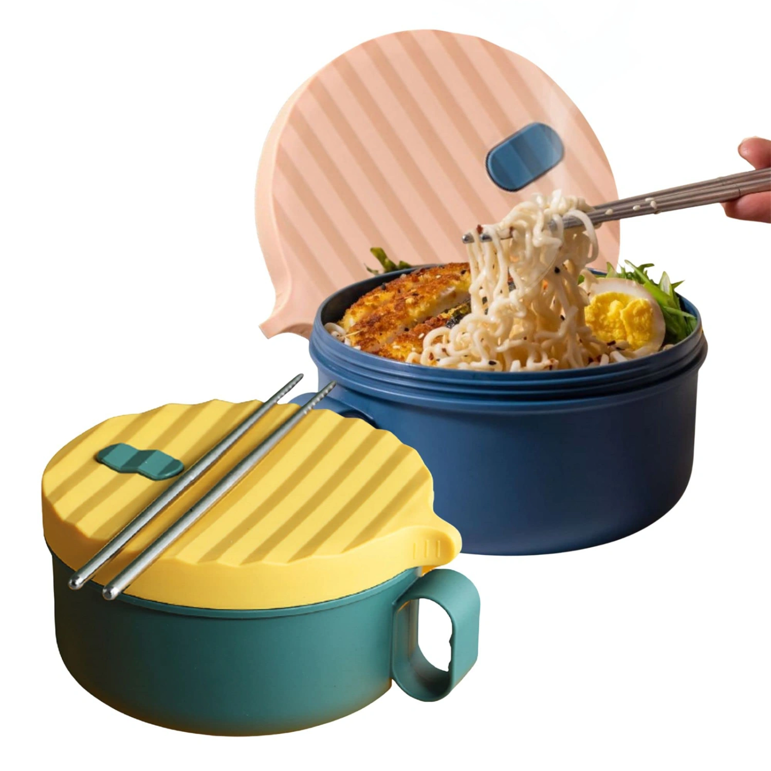 Microwave Ramen Bowl Set with Lid and Chopsticks, Ramen Noodle Bowl Ramen Noodle Microwave Bowl, Noodle Bowls with Chopsticks and Handles