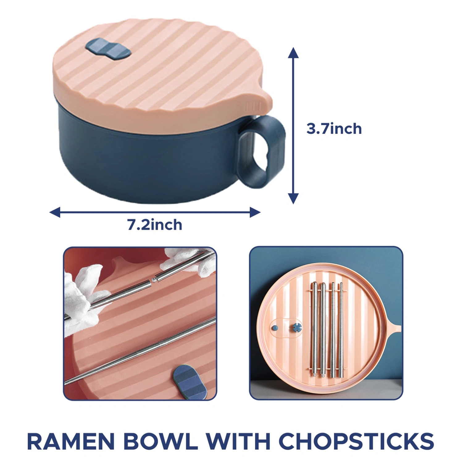 Microwave Ramen Bowl Set with Lid and Chopsticks, Ramen Noodle Bowl Ramen Noodle Microwave Bowl, Noodle Bowls with Chopsticks and Handles