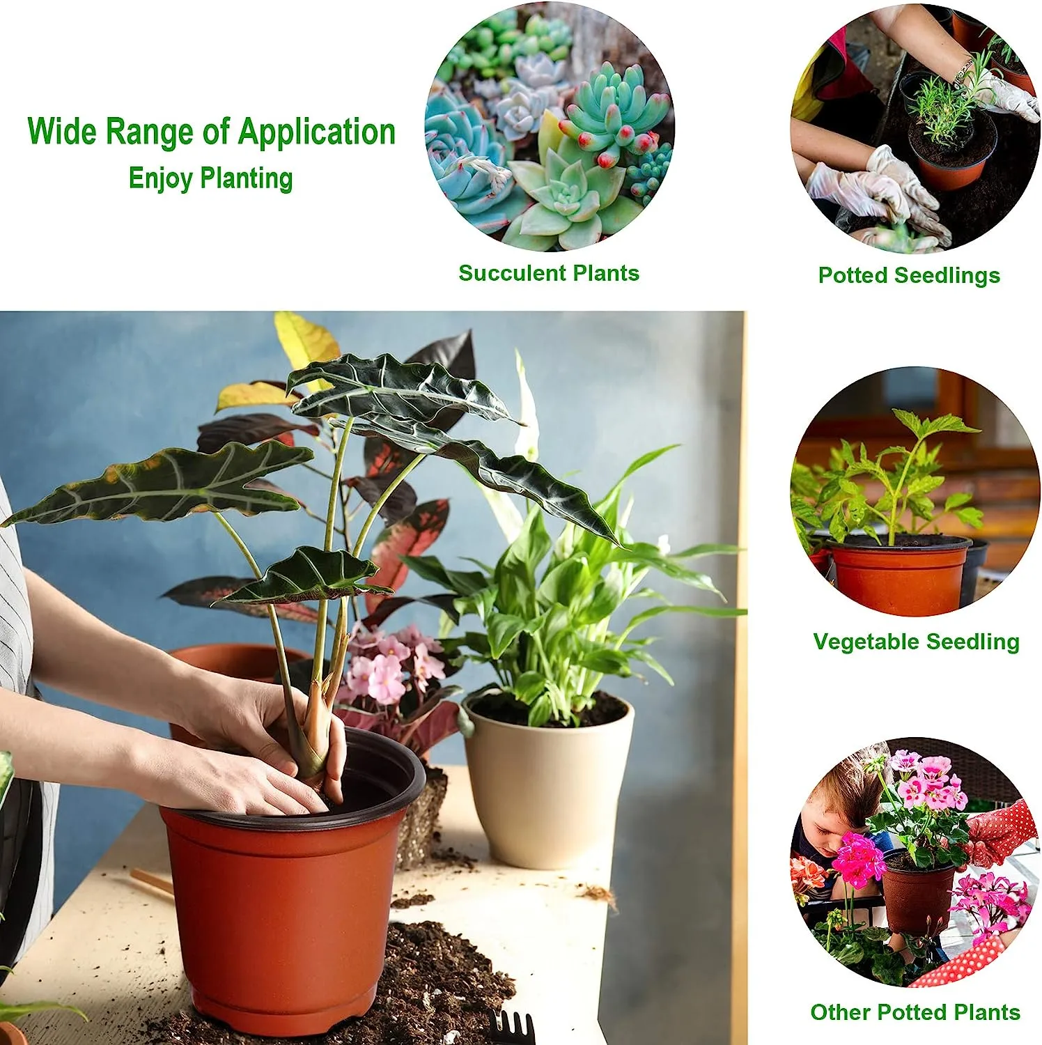 4" Plastic Plants Nursery Pot,Seed Starting Pots,Plant Nursery Pots Seed Starting Pots Containers
