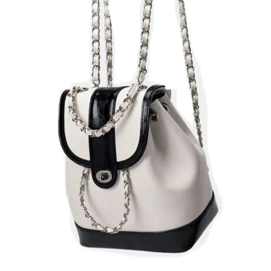 Backpack for Retro Chain Silver Women Trendy Spring And Summer Chain Bucket Travel Bag Backpack