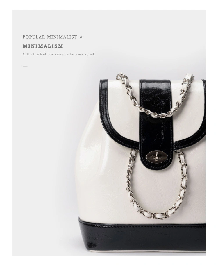 Backpack for Retro Chain Silver Women Trendy Spring And Summer Chain Bucket Travel Bag Backpack