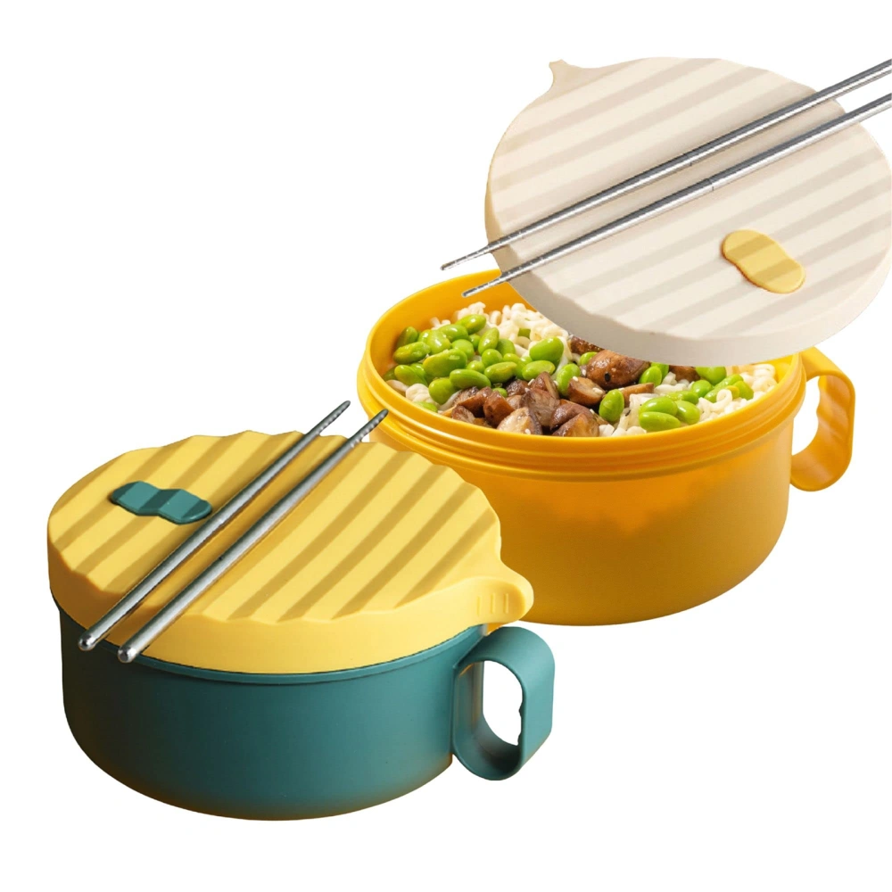 Ramen Bowl Set Microwave Ramen Cooker Noodle Bowl With Lid And Chopsticks, Dishwasher Safe for Home Office College Dorm Room