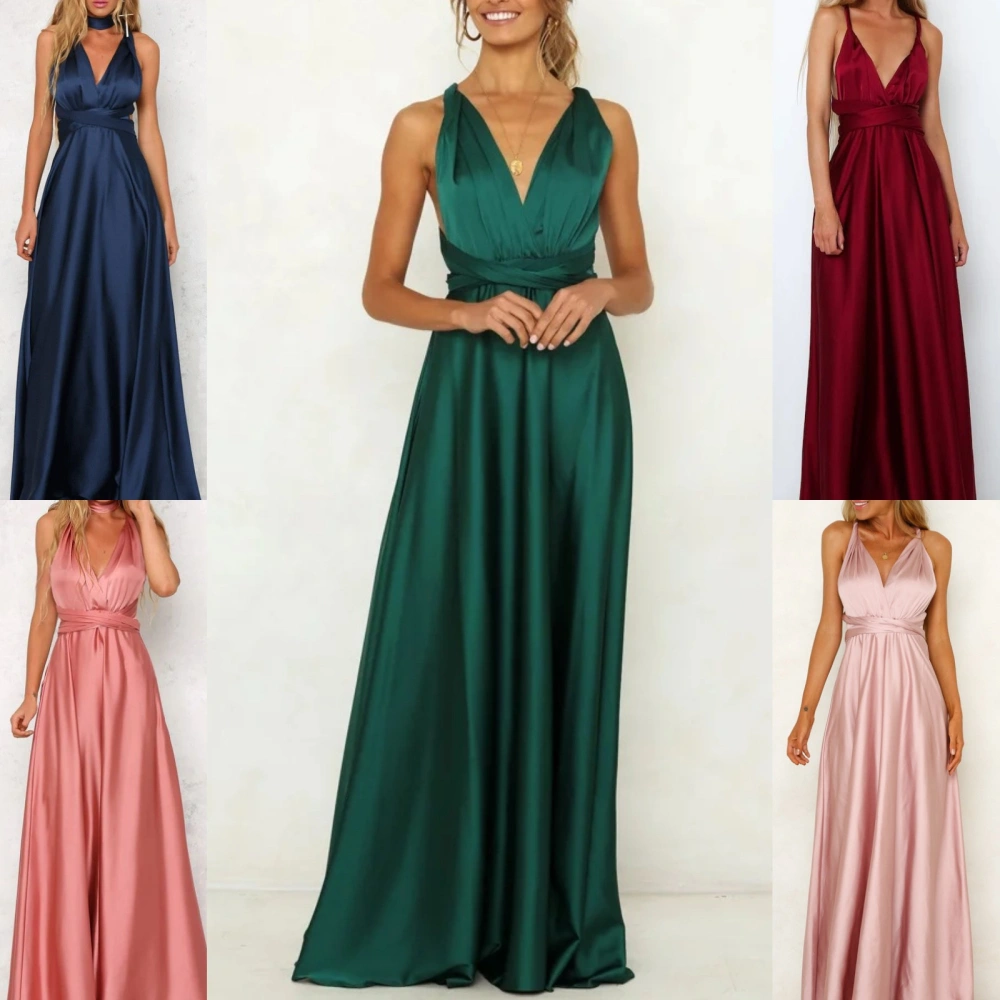 Women Transformer Evening Long Prom Dress Multi-Way Wrap Convertible Floor Length Wedding Halter Maxi Gown High Elasticity