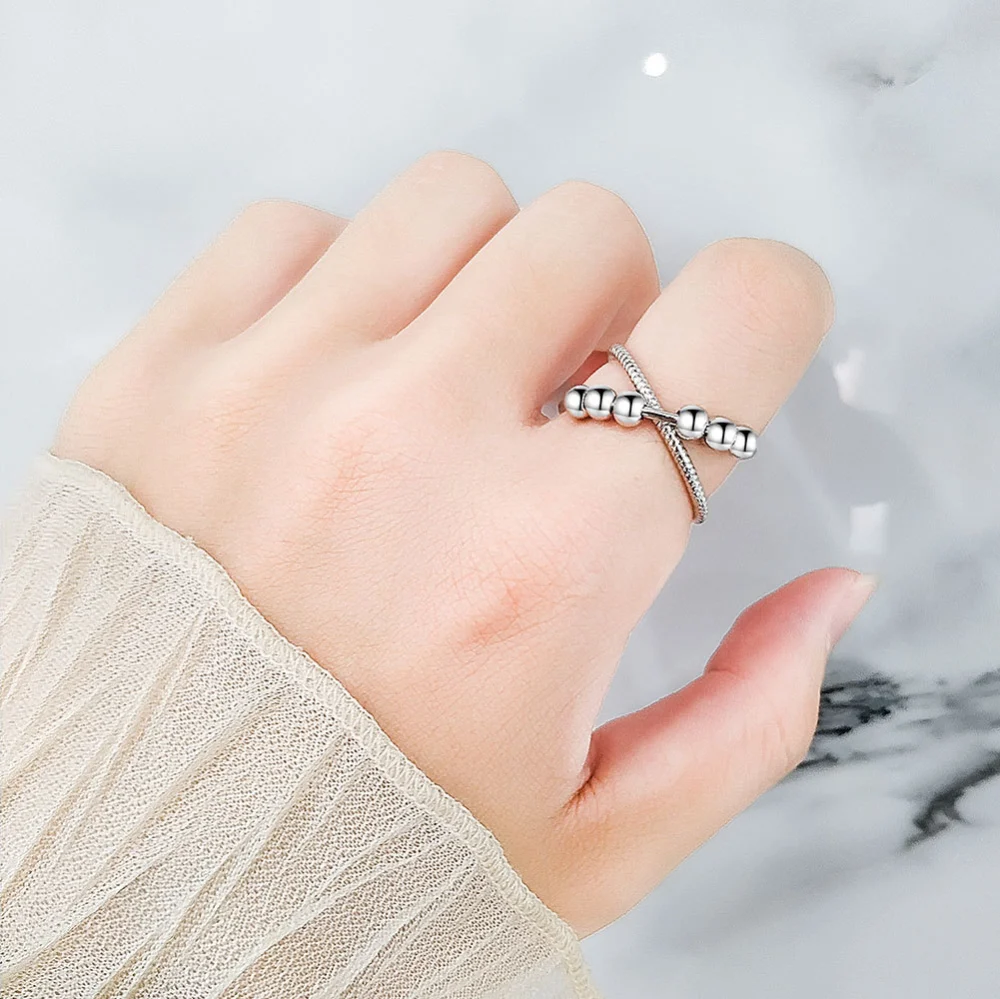 Women's Fashion Simple Flexible Rotating Simple Double-layer Cross Ring