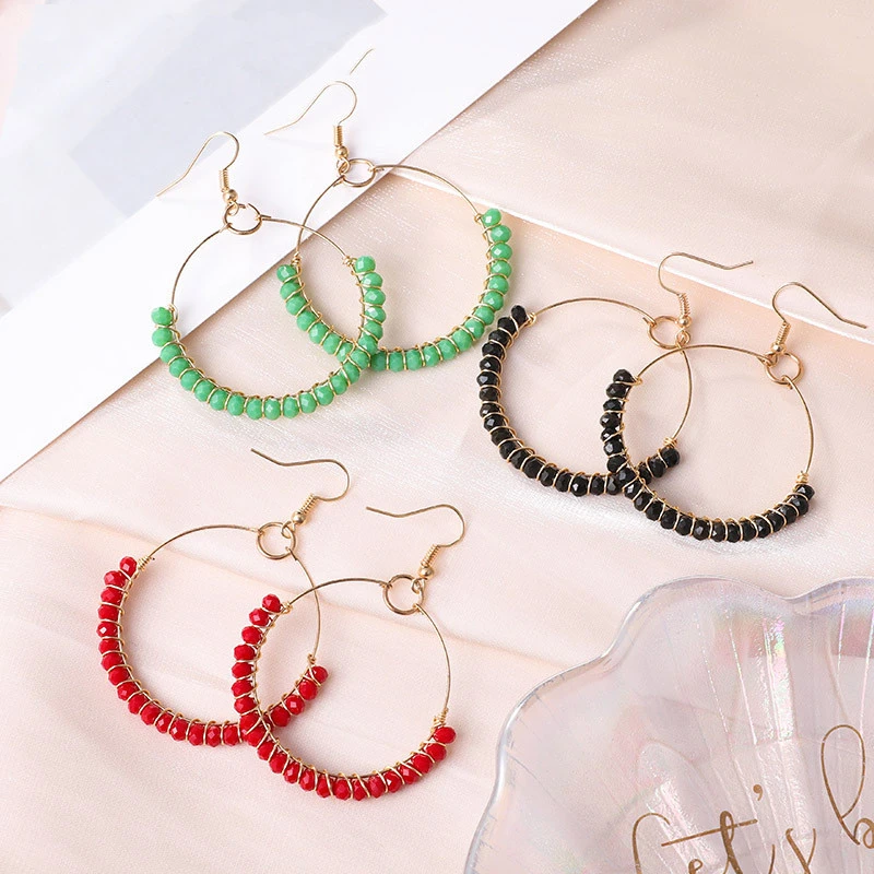 Earrings Simple Geometric Round Glass Hollow Retro