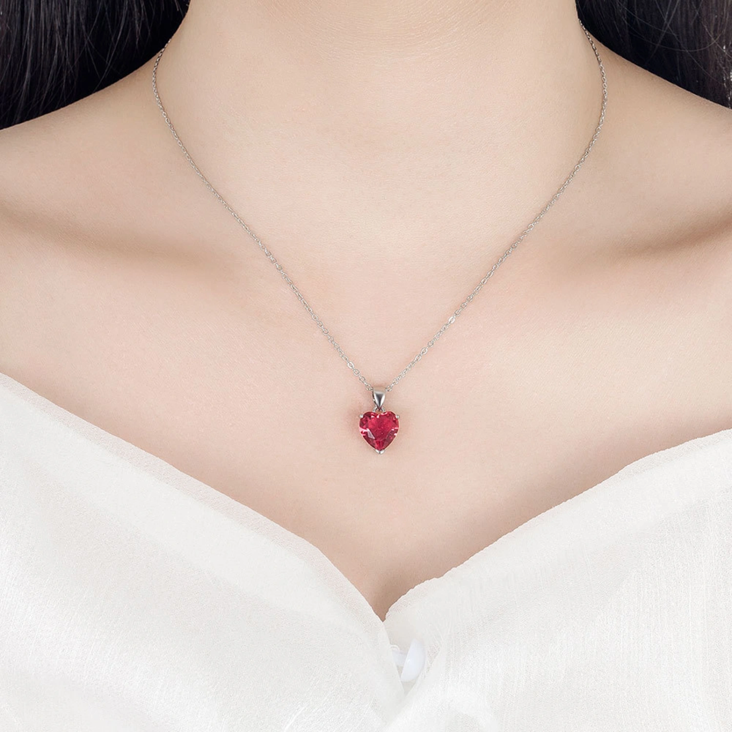 1 Set Necklace Jewelry Set Multi-colored Love Heart Pendant Dainty Gift Minimalist Drop Earrings Open Ring Kit Fashion Jewelry