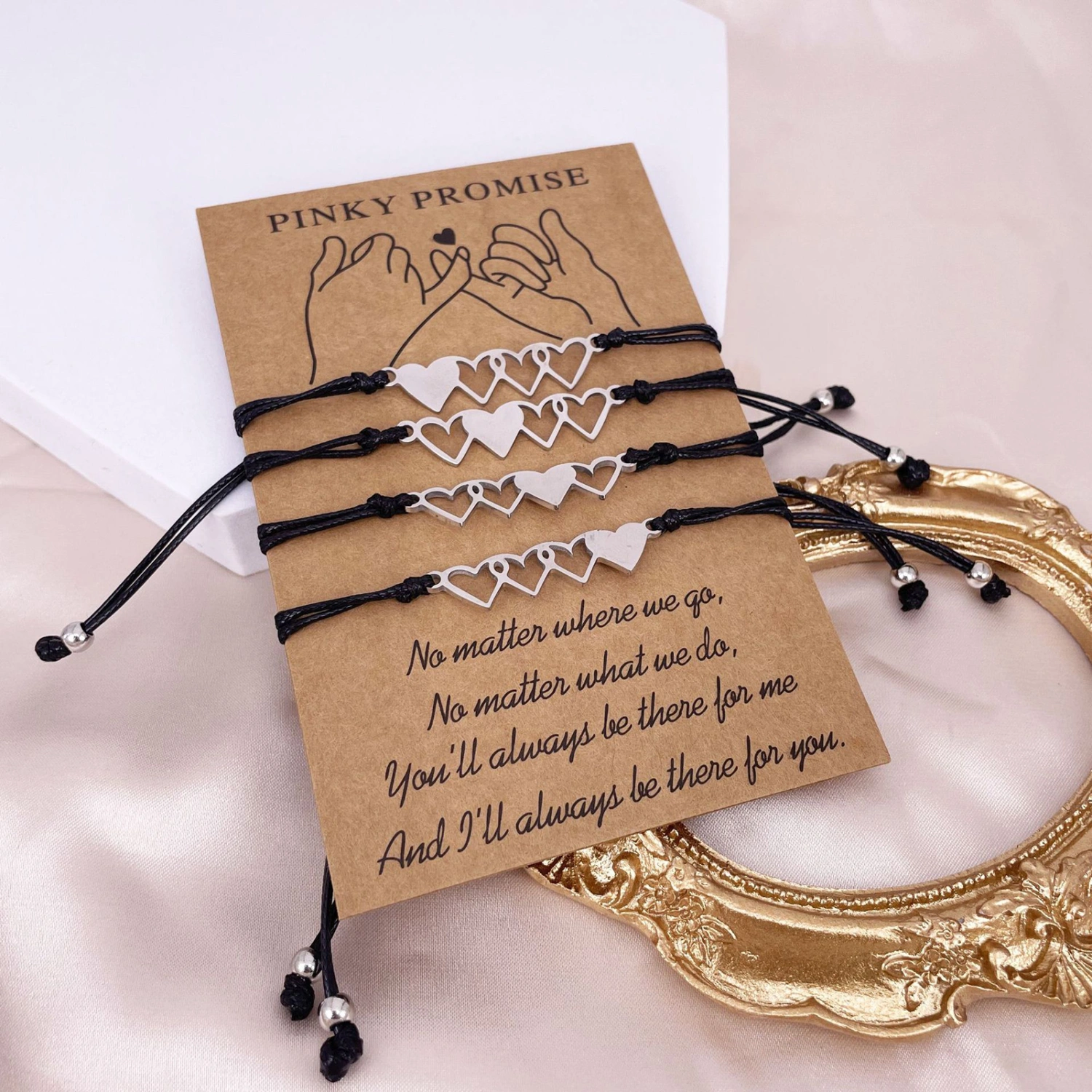 3/4Pcs Couple Bracelet Adjustable Hand Made Ornamental Comfortable Wearing High Polished Decoration Colorfast Hollow Matching Distance Heart Bracelet Jewelry Accessories