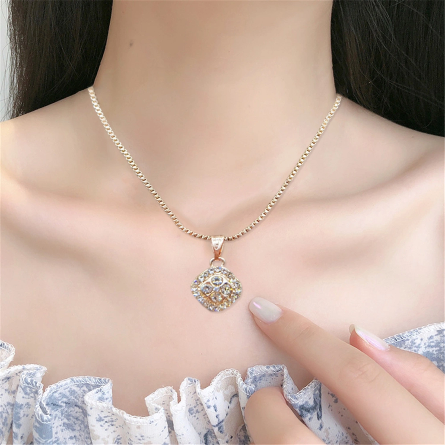 3Pcs/Set Bridal Ring Electroplating Geometric Shape Shiny Luxury Charming Dress Up Fine Workmanship Wedding Dress Rhinestone Stud Earrings Necklace Set Jewelry Accessory