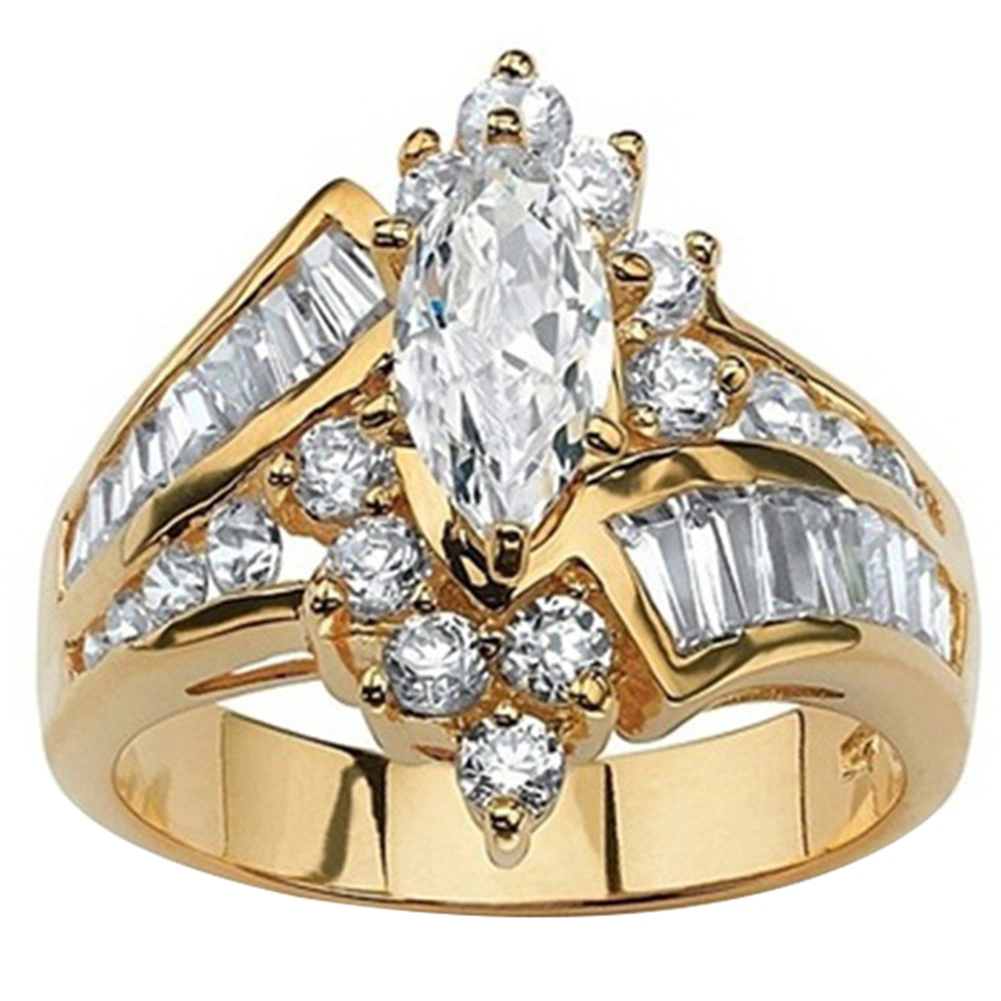 Women Fashion Irregular Marquise Cut Cubic Zirconia Inlaid Ring Jewelry Gift