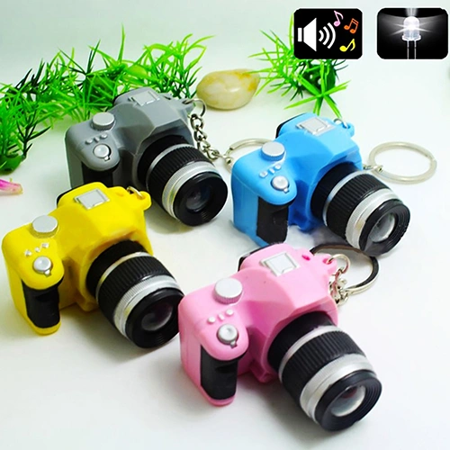 Cute Mini Digital Single Lens Reflex DSLR Camera Style LED Flash Light Keychain