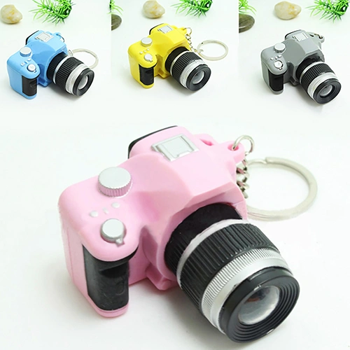 Cute Mini Digital Single Lens Reflex DSLR Camera Style LED Flash Light Keychain